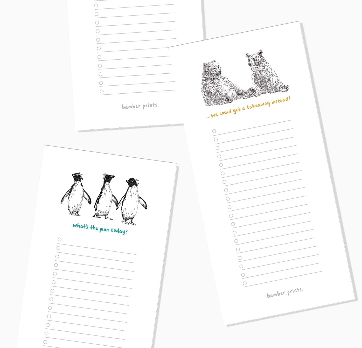 to-do list and shopping list - bamber prints stationery
