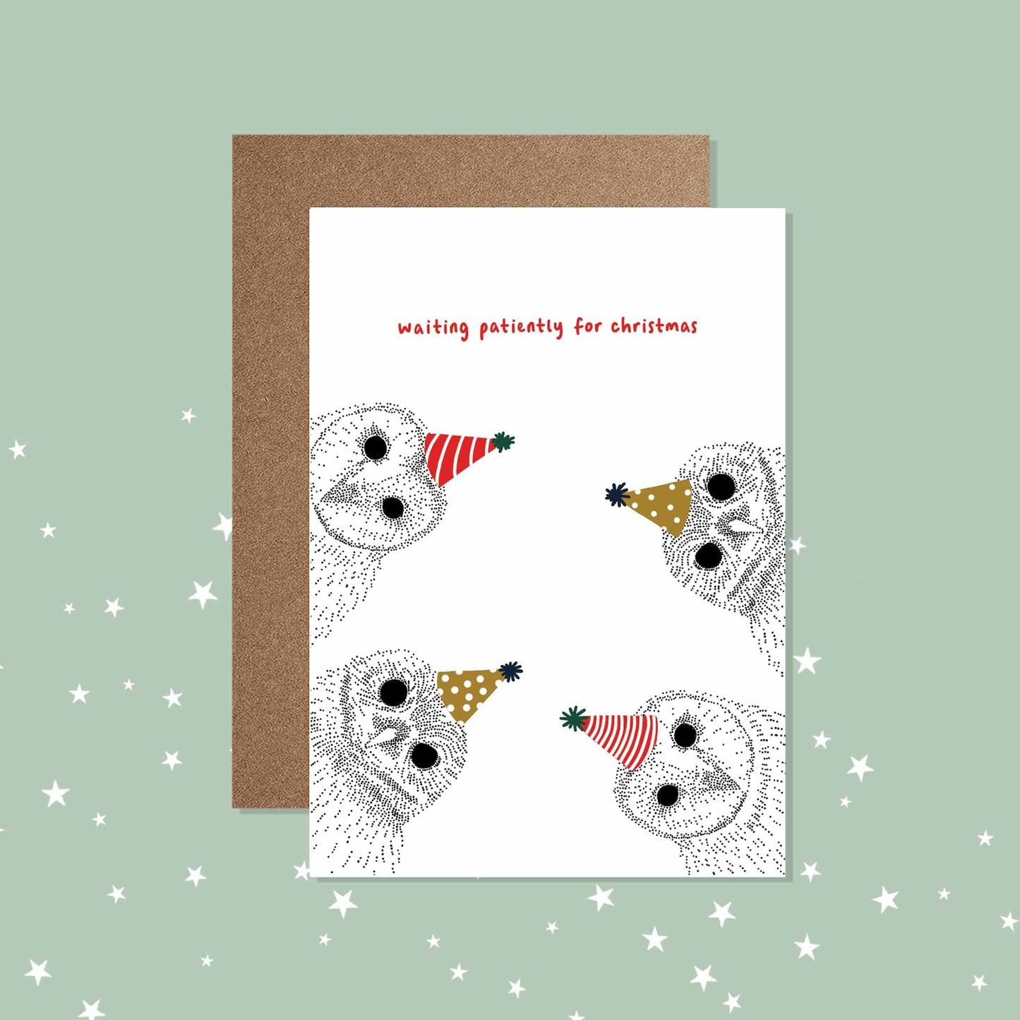 Waiting Patiently for Christmas - Owl Christmas Card - Bamber Prints